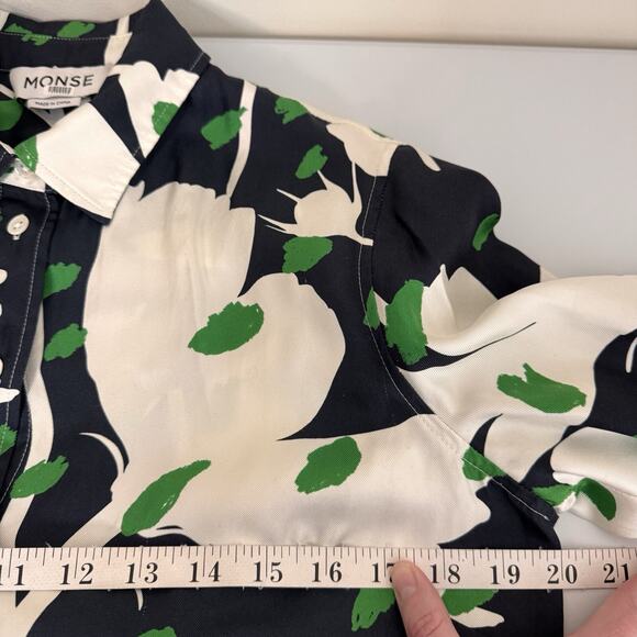 Monse Floral Button Up Top Cut Out Slashed Back Deconstructed Size 6 Bold Floral - Picture 13 of 14